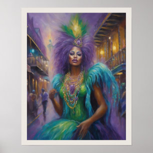 Poster Costume de coiffure de femme Mardi Gras