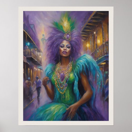 Poster Costume de coiffure de femme Mardi Gras (Devant)