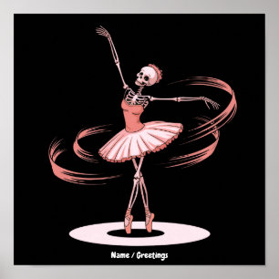 Poster Costume de danse de ballet de ballerine squelette