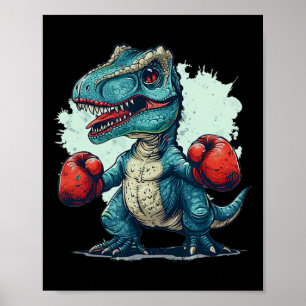 Poster Costume de dinosaure de boxe pour enfants drôles a