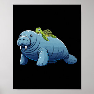 Poster Costume de lamantin à cheval sur une tortue Enfant