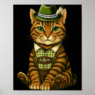 Poster Costume de lederhosen bavarois pour chat tigré
