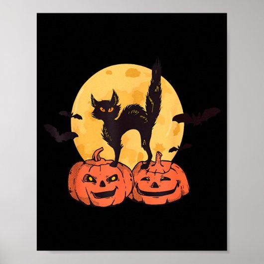 Poster Costume de lune de citrouille de chat noir Hallowe (Devant)