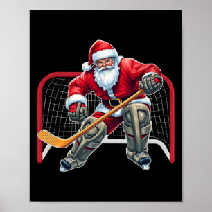 Poster Costume de Noël de gardien de but de hockey sur gl