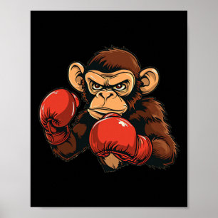 Poster Costume de singe cool de boxe