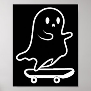 Poster Costume de skate fantôme paresseux Halloween drôle