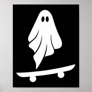 Poster Costume de skate fantôme paresseux Halloween Drôle