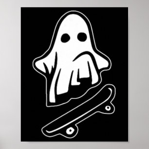 Poster Costume de skateboard fantôme Halloween drôle de f