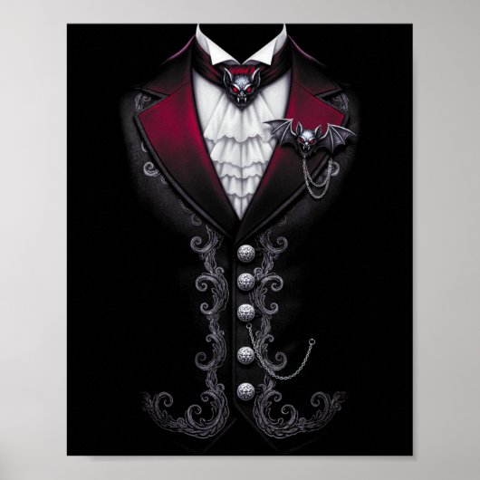 Poster Costume de smoking de vampire drôle d'Halloween (Devant)