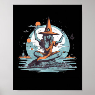 Poster Costume de sorcière méditant pour Halloween Yoga Z