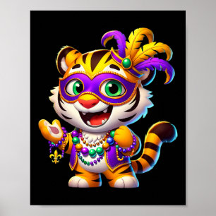 Poster Costume de Tigre Mardi Gras Animal Fête La Nouvell