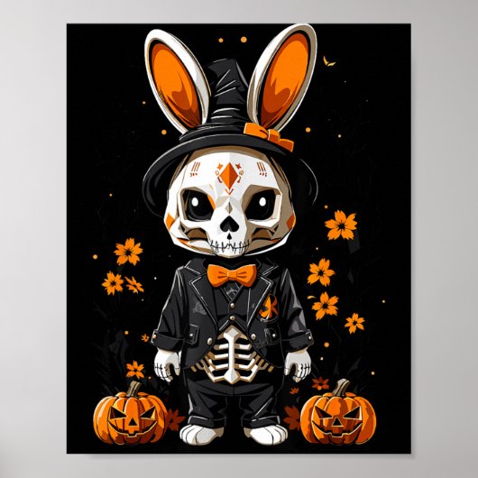 Poster Costume d'Halloween de lapin squelette effrayant (Devant)