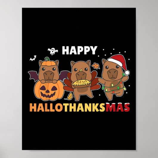 Poster Costume d'Halloween de Noël Capybara Happy Halloth (Devant)