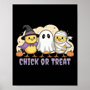 Poster Costume d'Halloween Sorcière Poulet Chick Or Treat