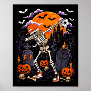 Poster Costume d'Halloween squelette dabbing joueur de fo
