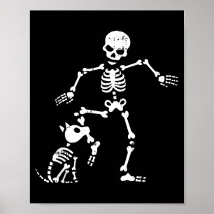 Poster Costume d'Halloween squelette et chien drôle crâne