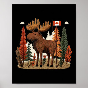 Poster Costume d'orignal patriotique avec drapeau du Cana