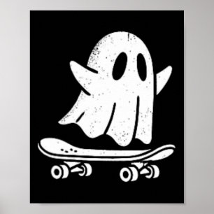 Poster Costume drôle de fantôme en skateboard paresseux p