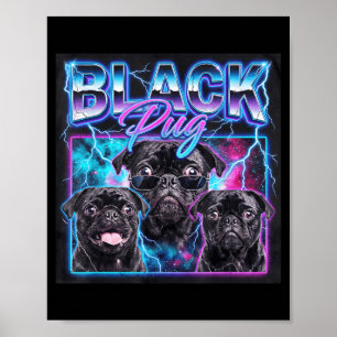 Poster Costume Garçons Filles Pug Noir Drôle Mème Rétro 9