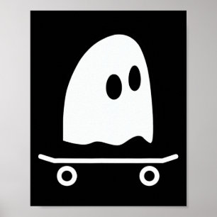 Poster Costume Halloween fantôme skateboard paresseux drô