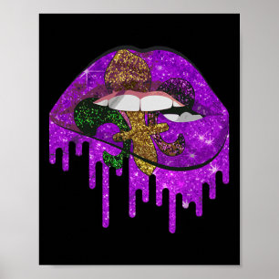 Poster Costume Mardi Gras Carnaval Purple Et Or Fleur-