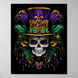 Poster Costume Mardi Gras Crâne de Sucre Carnaval Fête Ho