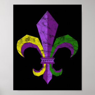 Poster Costume Mardi Gras - Fleur De Lis Vintage