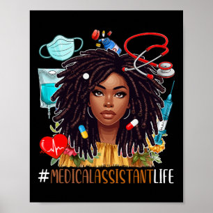 Poster Costume Médicale Istant Afro Femme Fier Poing Noir