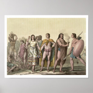 Poster Costumes des Mexicains (gravure de couleur)