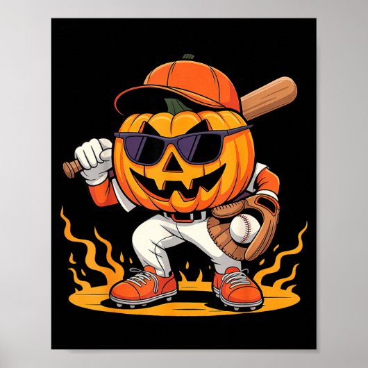 Poster Costumes d'Halloween de baseball effrayants pour h (Devant)