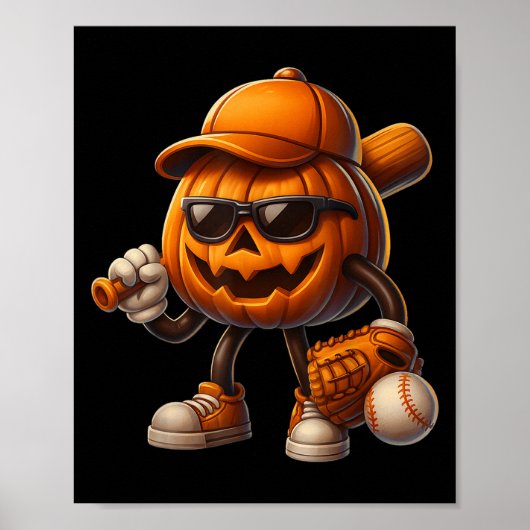 Poster Costumes d'Halloween de baseball Jack-o'-lantern é (Devant)
