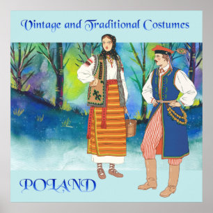 Poster Costumes vintages et traditionnels de la Pologne