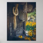 Poster Cosy gîte de campagne aux fleurs jaunes (Devant)