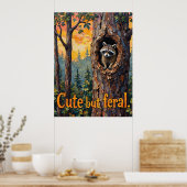 Poster Cosy mais sauvage : Raccoon's Close Up (Cuisine)