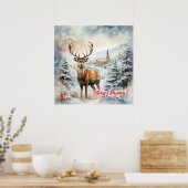 Poster Cosy Noël hivernal avec rennes (Cuisine)
