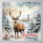 Poster Cosy Noël hivernal avec rennes (Devant)