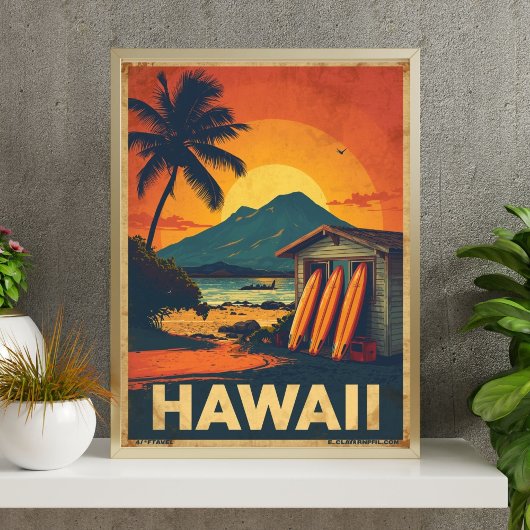 Poster Côte Aloha – Voyage Rétro à Hawaï