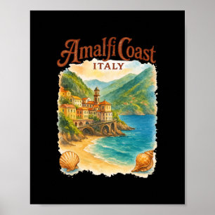Poster Côte amalfitaine Italie Plage de coquillages Vacan