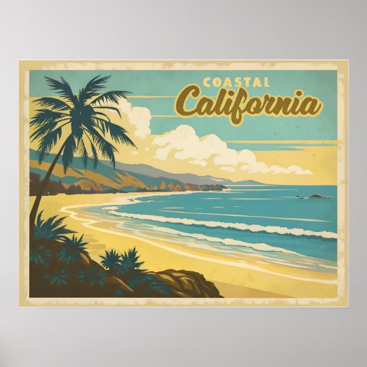 Poster Côte Californie Vintage (Devant)