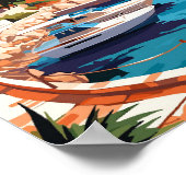 Poster Côte d Azur France Illustration de voyage Art vint (Coin)