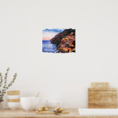 Poster Côte d'Amalfi Italie Aquarelle Côte Positano (Cuisine)