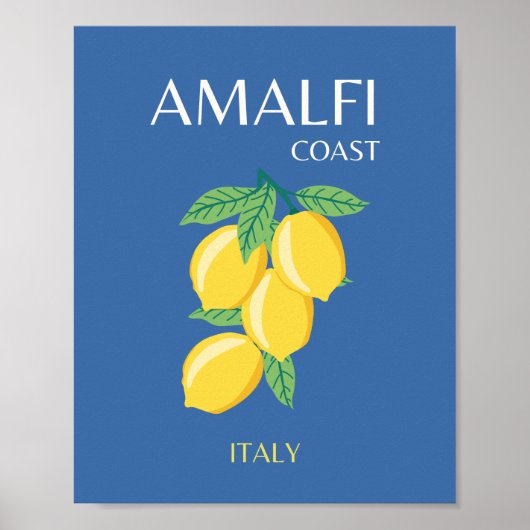 Poster Côte d'Amalfi, Italie, Art Voyage, Rétro, Bleu (Devant)