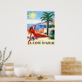 Poster Côte d'Azur, bikini fille sur la plage, France (Cuisine)