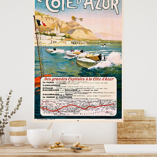 Poster Côte d'Azur, Côte d'Azur, Course en bateau, France (Cuisine)