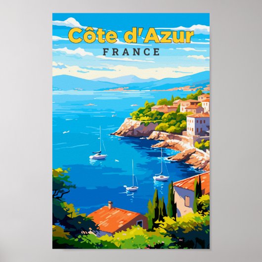 Poster Côte d'Azur France Travel Art Vintage (Devant)