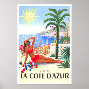 Poster Cote D'Azur France vintage travel