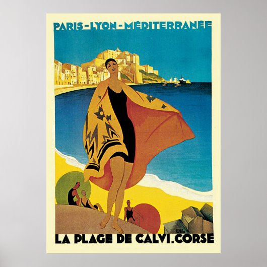 Poster Côte d'Azur La Plage De Calvi Corse (Devant)
