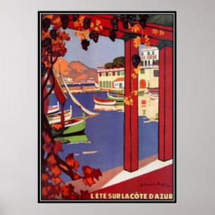 Poster Côte d'Azur vintage, France -