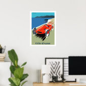 Poster Côte d'Azur, voiture de course, voyage vintage (Bureau à domicile)