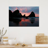 Poster Côte de l'Oregon Sunrise Beach Rocks Nature Photo (Cuisine)